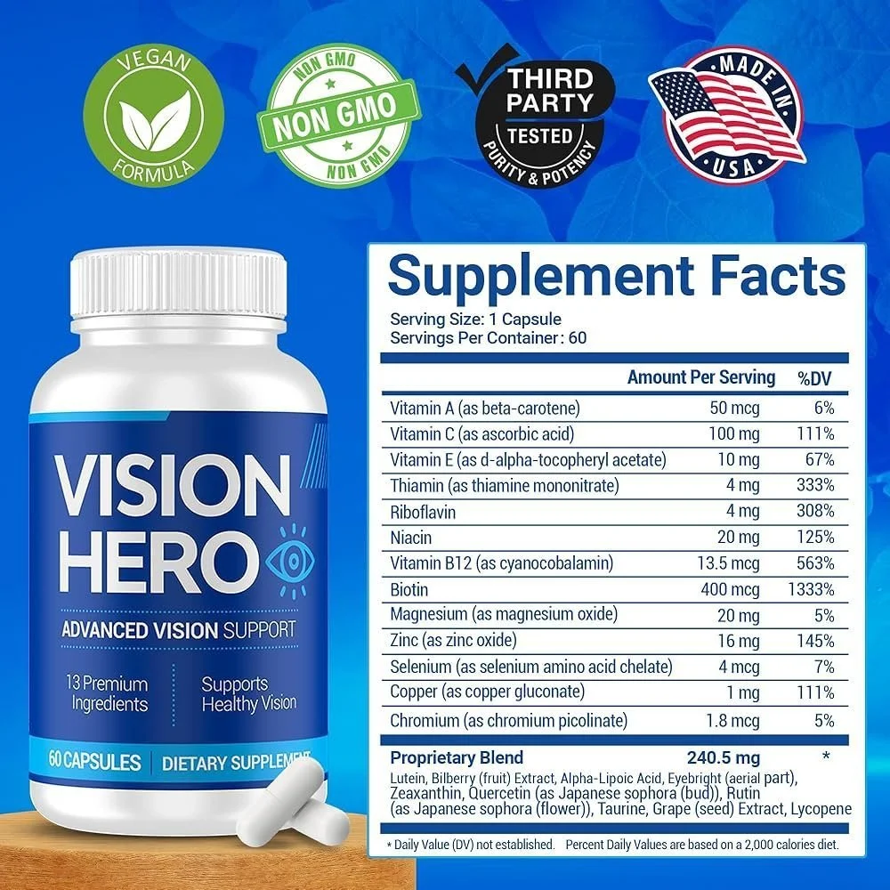 A collection of the natural ingredients in Vision Hero